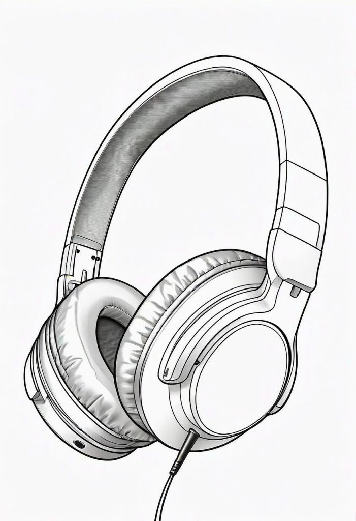 ai generated, headphones, coloring page-8629674.jpg